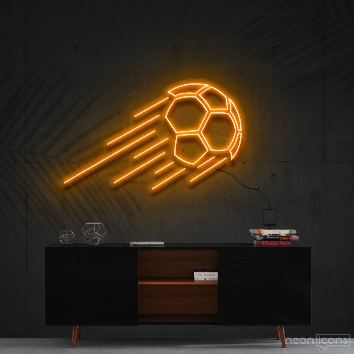 "Soccer Ball" Neon Sign 60cm (2ft) / Orange / Cut to Shape by Neon Icons