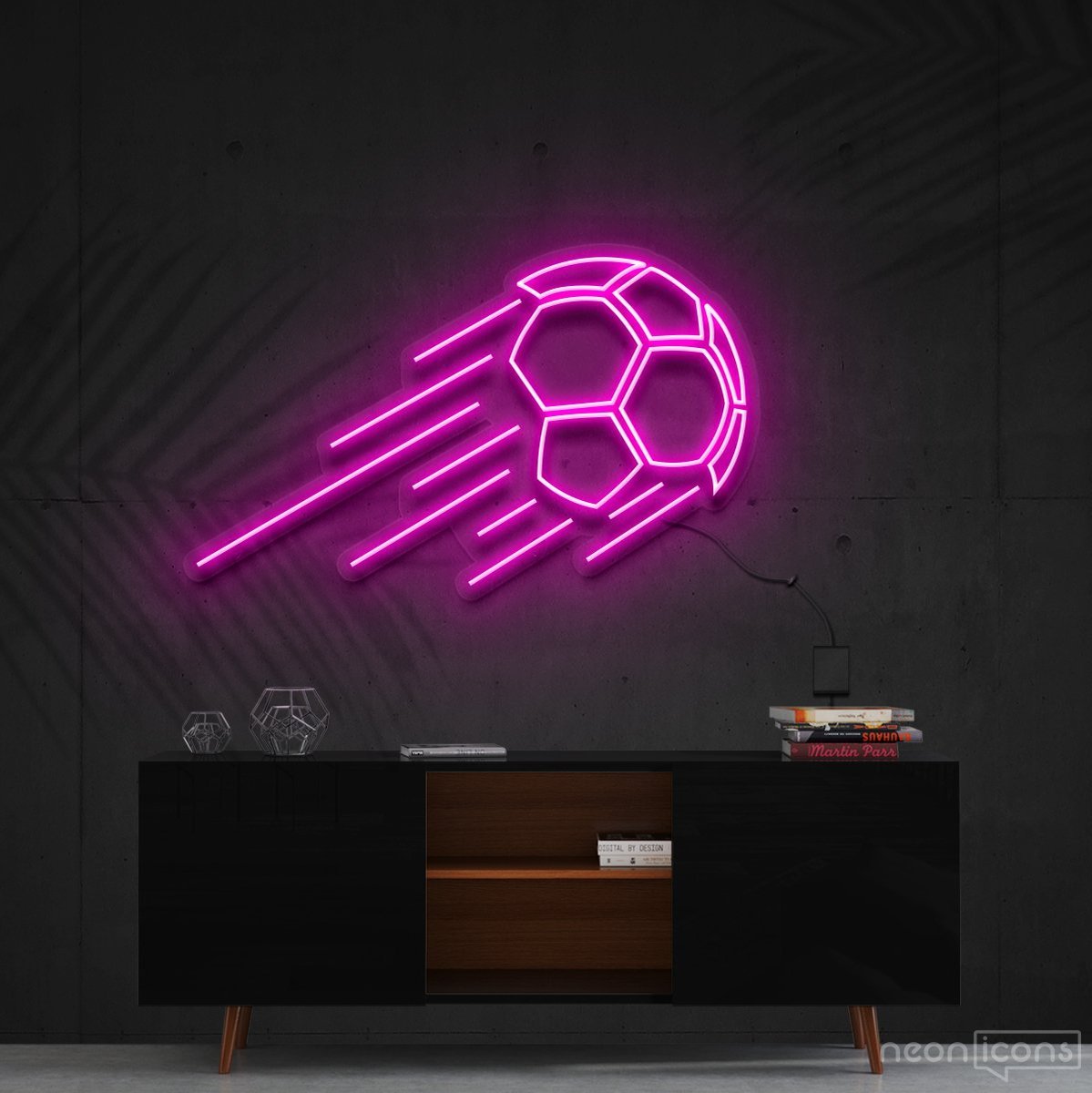 "Soccer Ball" Neon Sign 60cm (2ft) / Pink / Cut to Shape by Neon Icons
