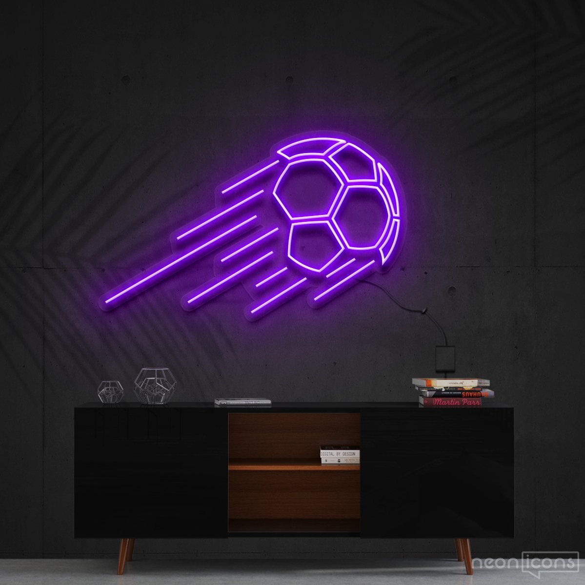 "Soccer Ball" Neon Sign 60cm (2ft) / Purple / Cut to Shape by Neon Icons