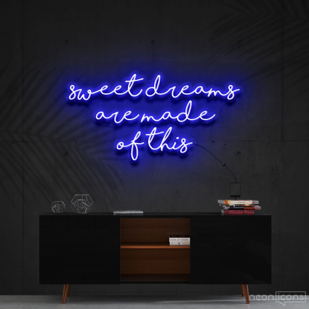 "Sweet Dreams Are Made Of This" Neon Sign 90cm (3ft) / Blue / Cut to Shape by Neon Icons