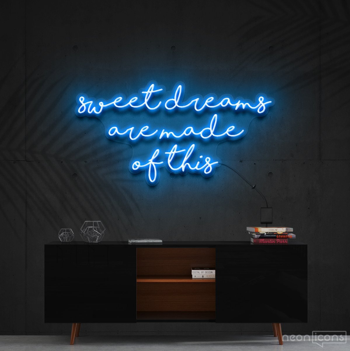 "Sweet Dreams Are Made Of This" Neon Sign 90cm (3ft) / Ice Blue / Cut to Shape by Neon Icons