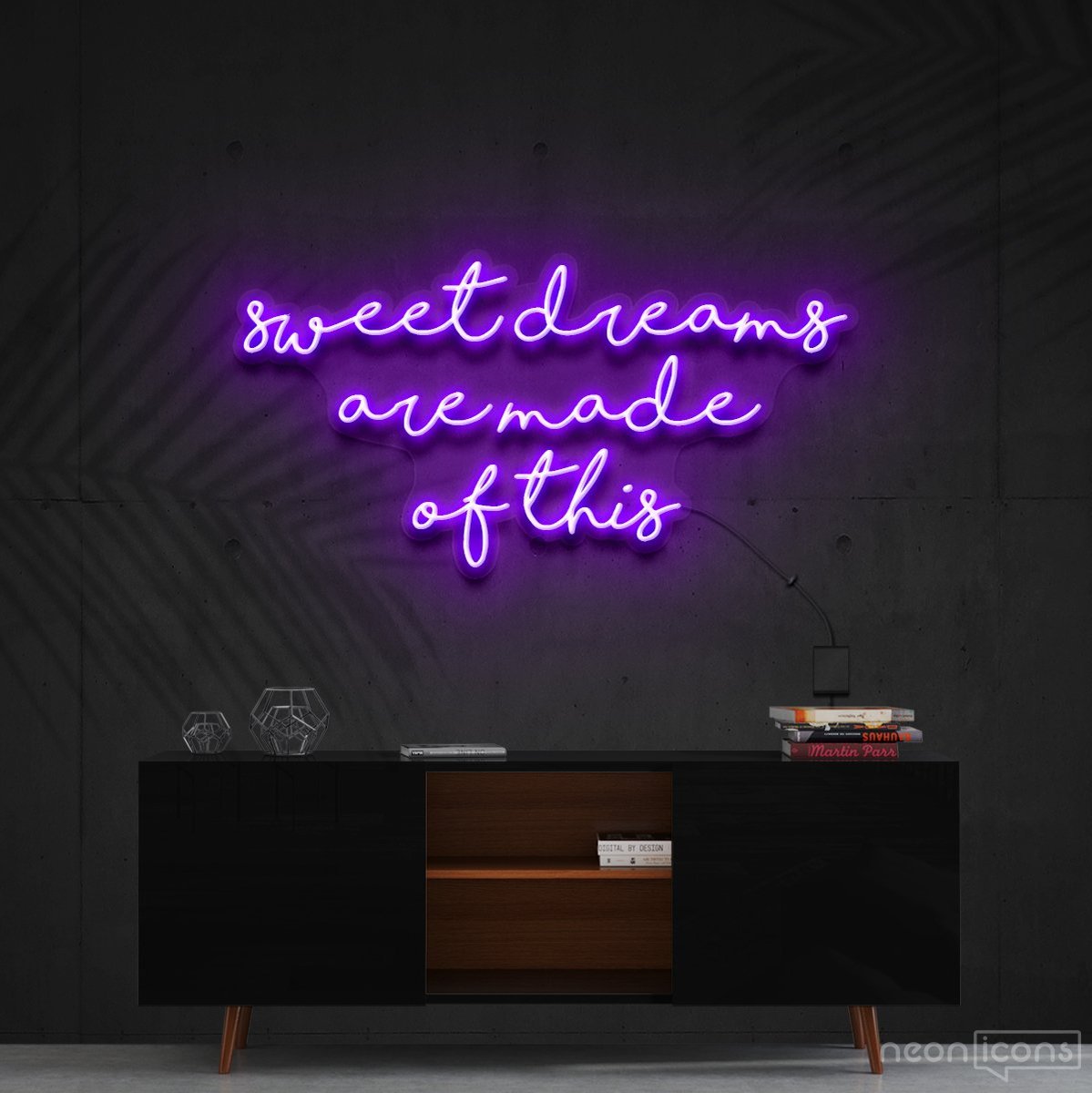 "Sweet Dreams Are Made Of This" Neon Sign 90cm (3ft) / Purple / Cut to Shape by Neon Icons