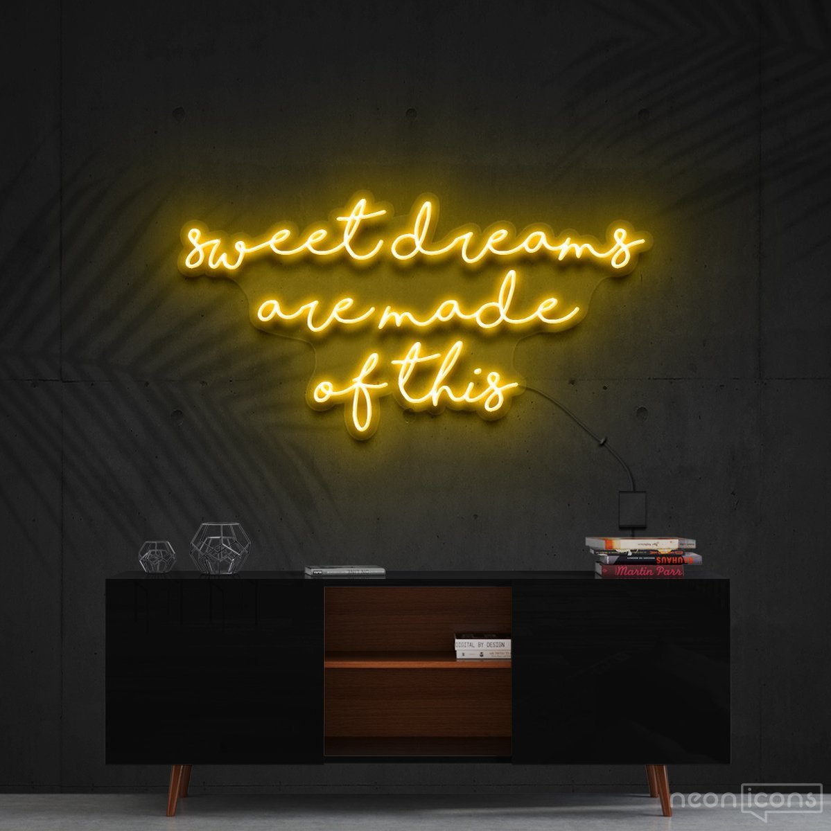 "Sweet Dreams Are Made Of This" Neon Sign 90cm (3ft) / Yellow / Cut to Shape by Neon Icons
