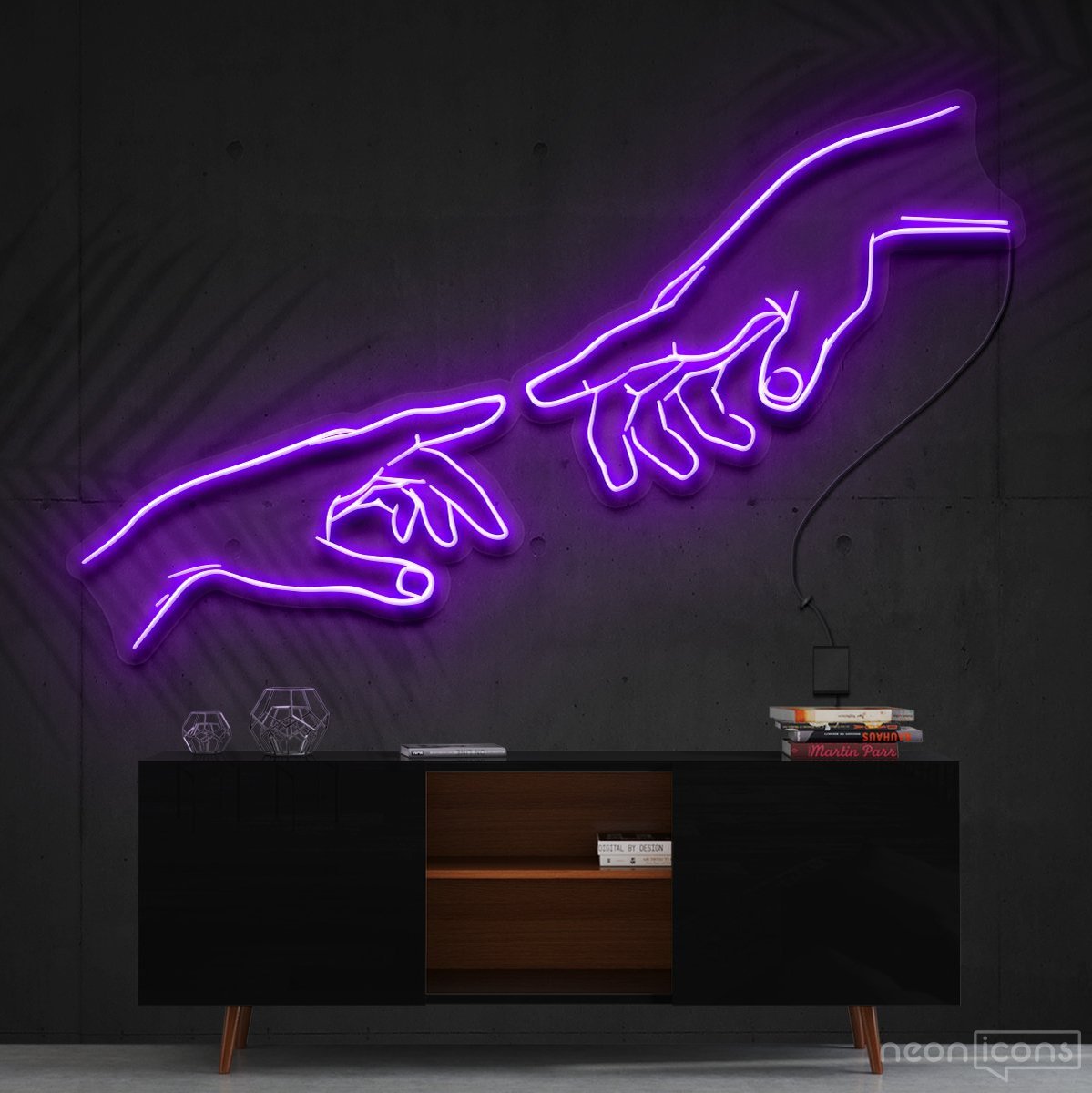 "The Creation of Adam" Neon Sign 90cm (3ft) / Purple / Cut to Shape by Neon Icons