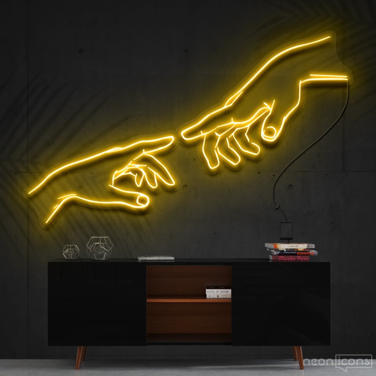 "The Creation of Adam" Neon Sign 90cm (3ft) / Yellow / Cut to Shape by Neon Icons