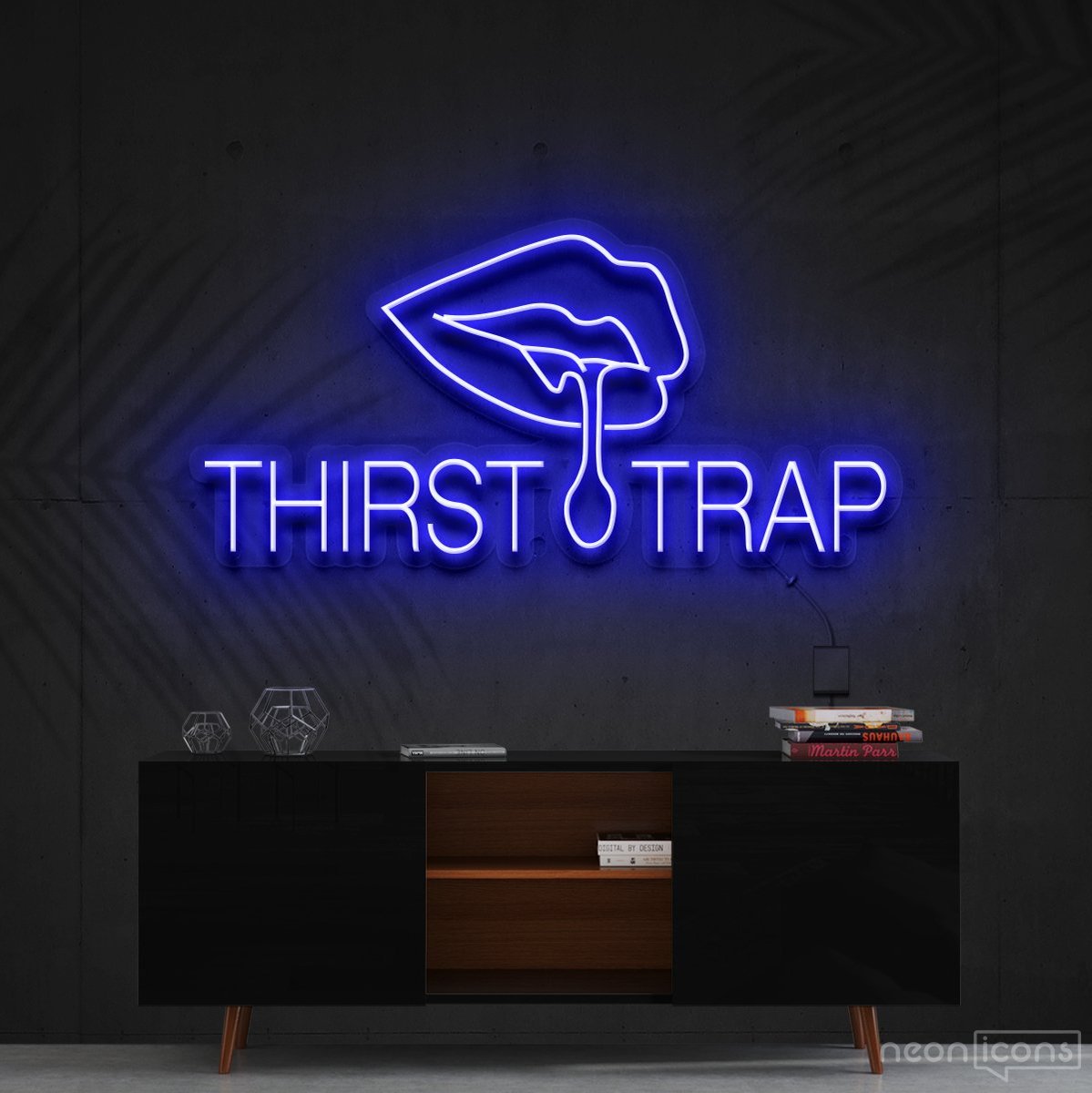 "Thirst Trap" Neon Sign 60cm (2ft) / Blue / Cut to Shape by Neon Icons