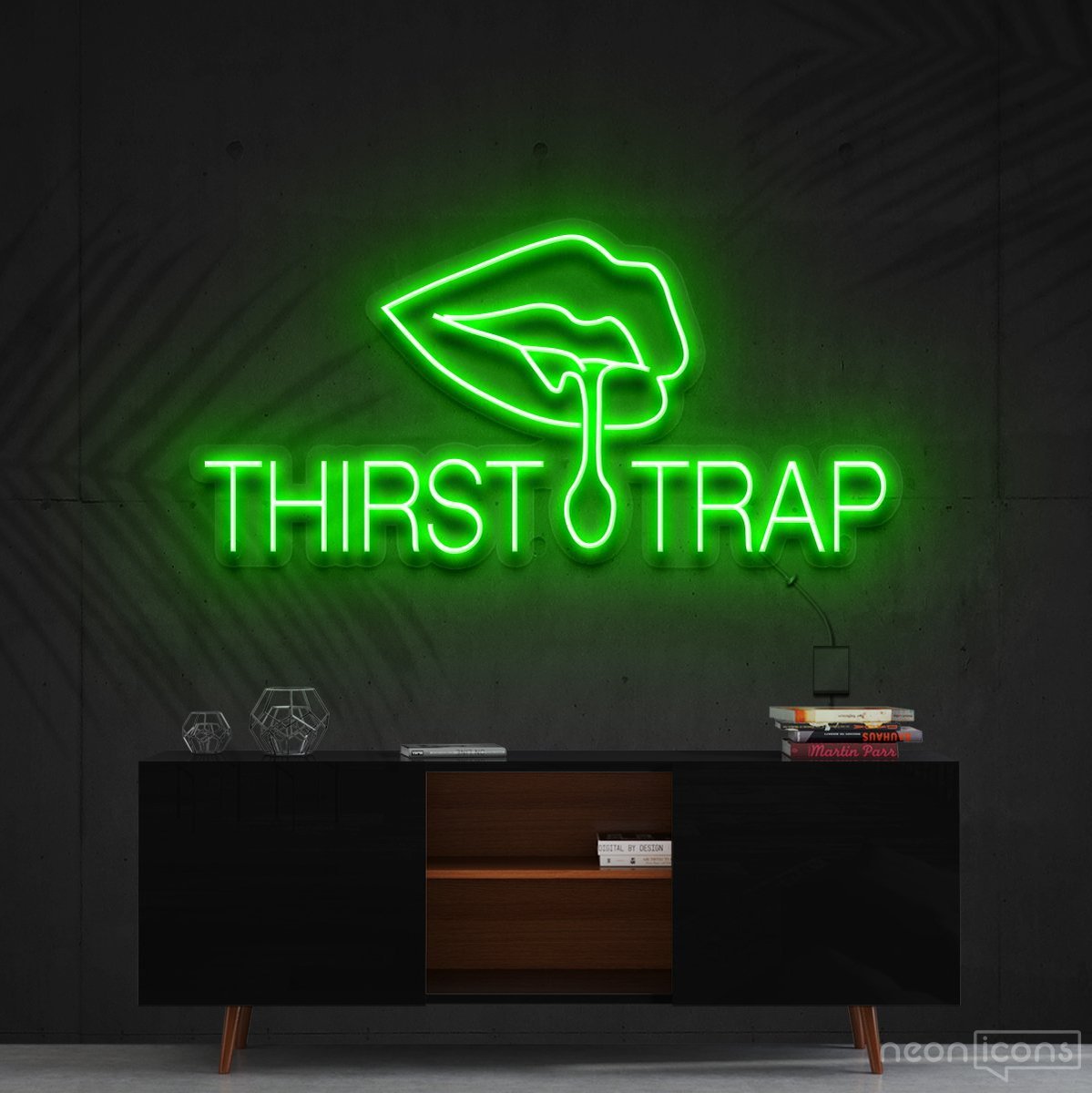 "Thirst Trap" Neon Sign 60cm (2ft) / Green / Cut to Shape by Neon Icons