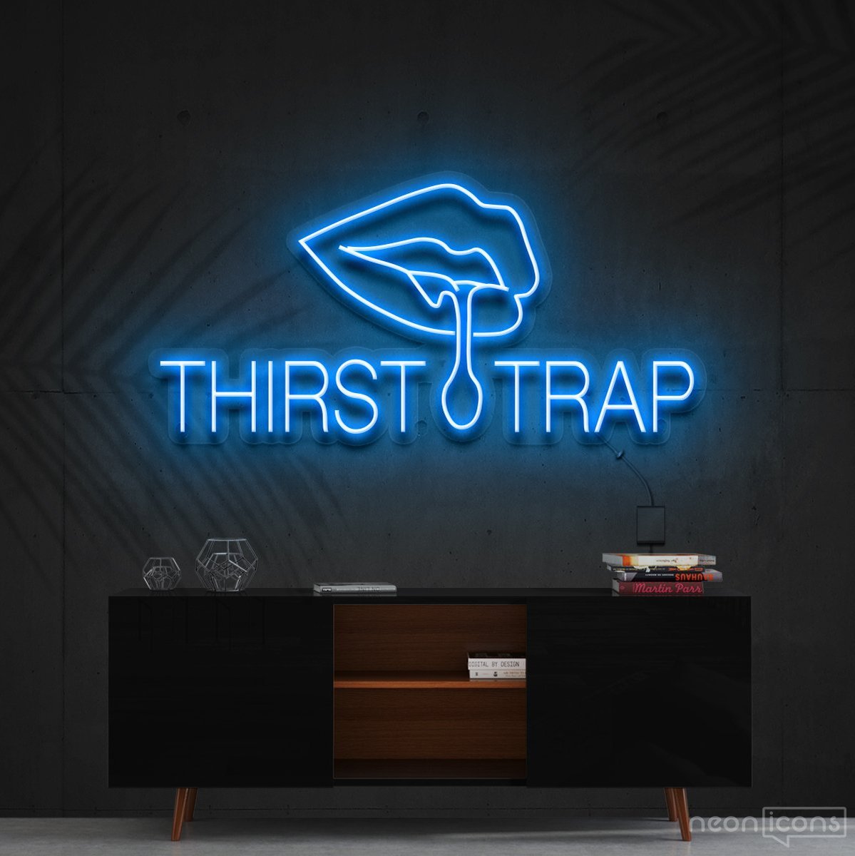 "Thirst Trap" Neon Sign 60cm (2ft) / Ice Blue / Cut to Shape by Neon Icons