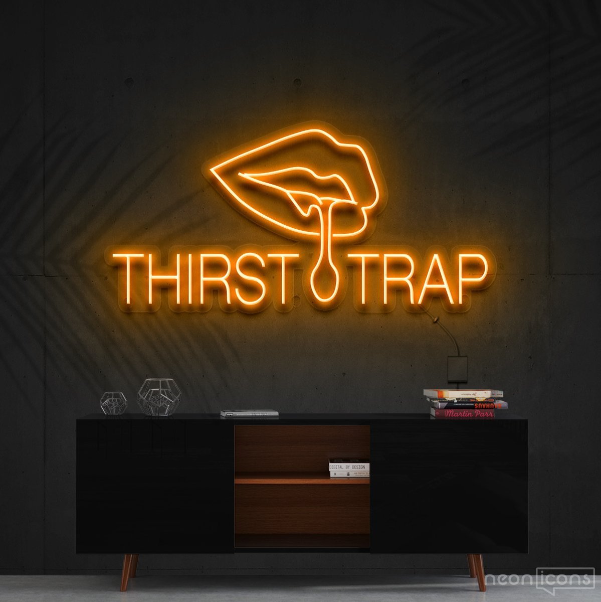 "Thirst Trap" Neon Sign 60cm (2ft) / Orange / Cut to Shape by Neon Icons