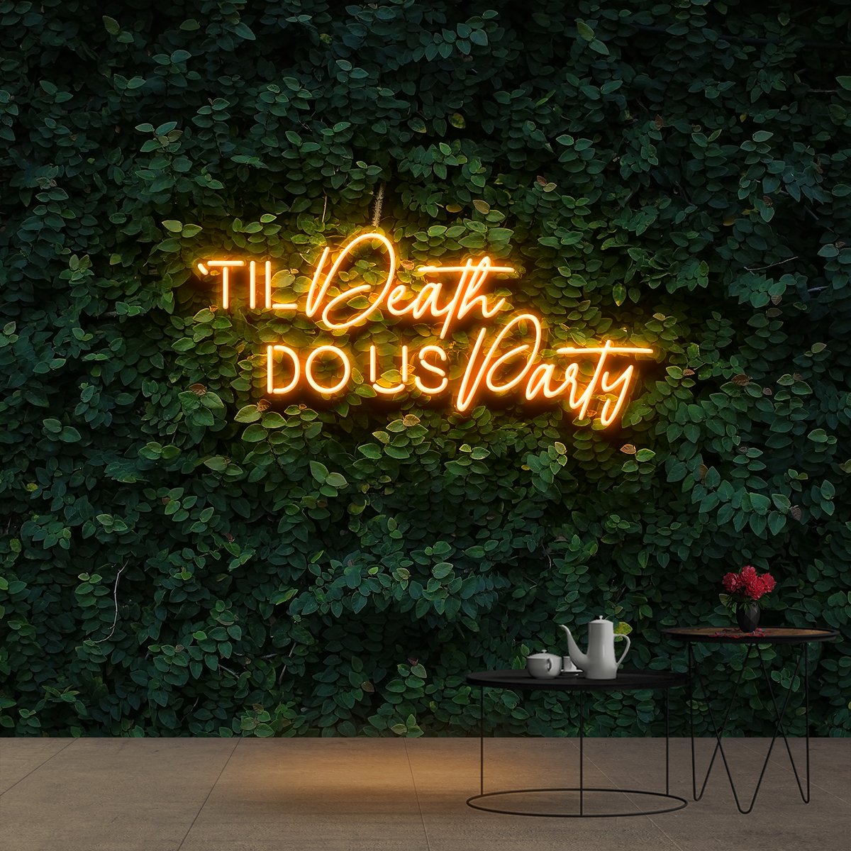 "Til Death Do Us Party" Neon Sign 90cm (3ft) / Orange / Cut to Shape by Neon Icons