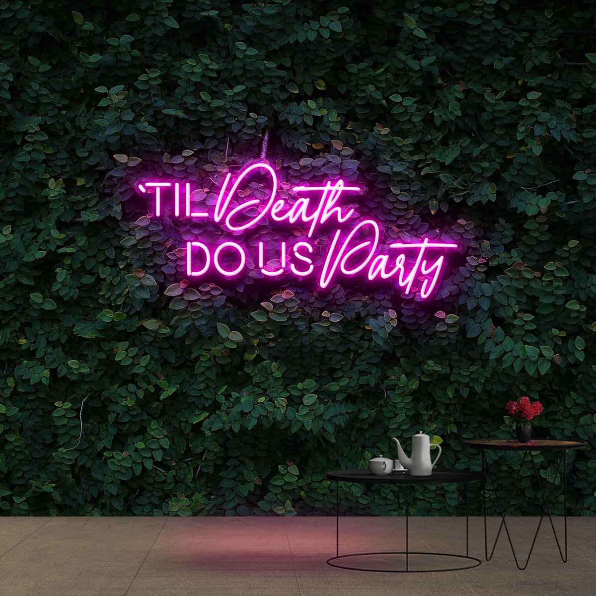 "Til Death Do Us Party" Neon Sign 90cm (3ft) / Pink / Cut to Shape by Neon Icons