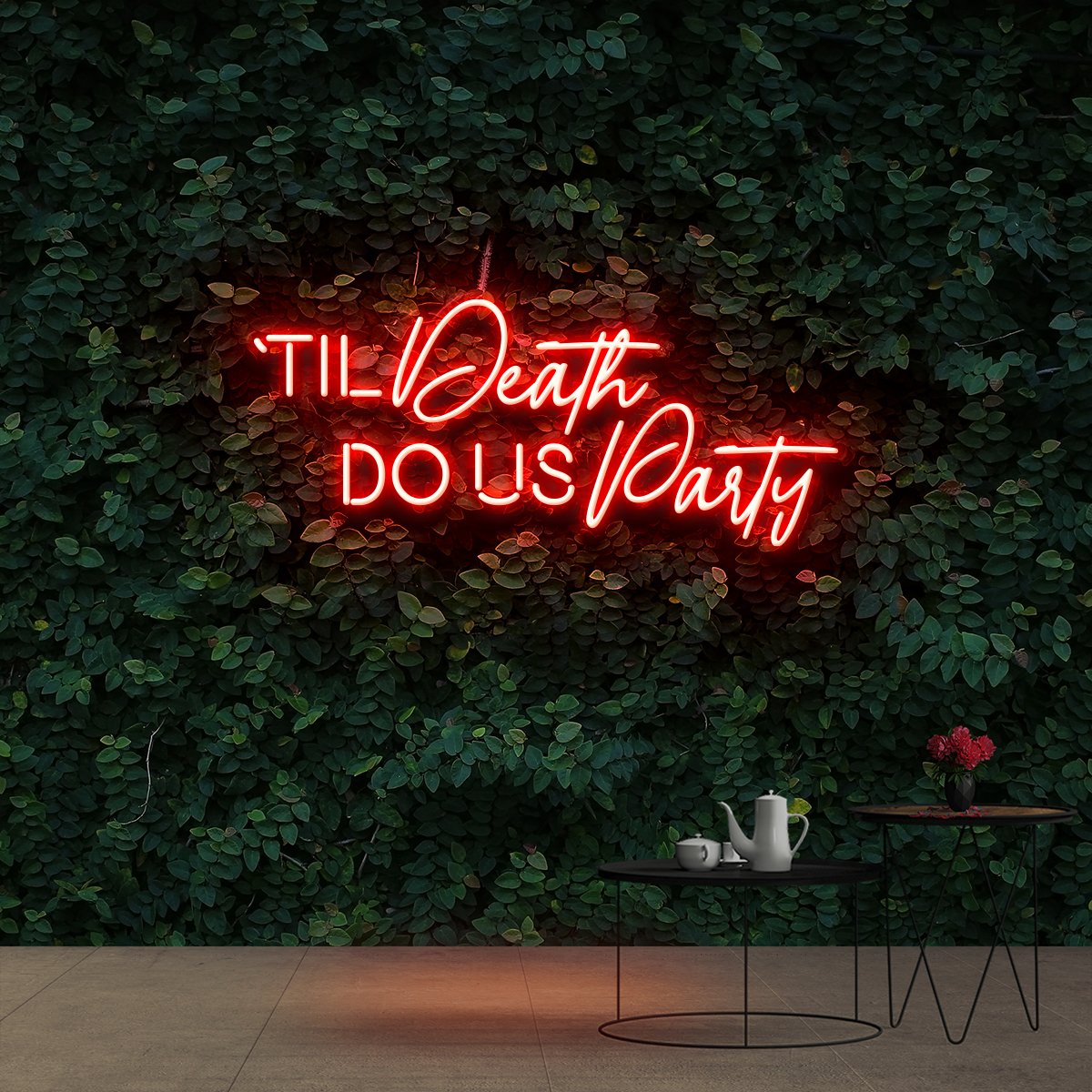 "Til Death Do Us Party" Neon Sign 90cm (3ft) / Red / Cut to Shape by Neon Icons
