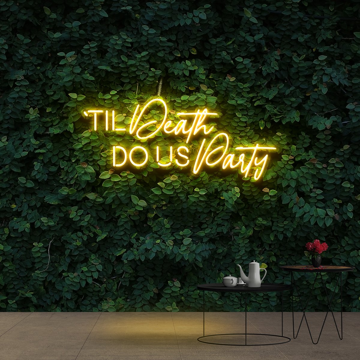 "Til Death Do Us Party" Neon Sign 90cm (3ft) / Yellow / Cut to Shape by Neon Icons
