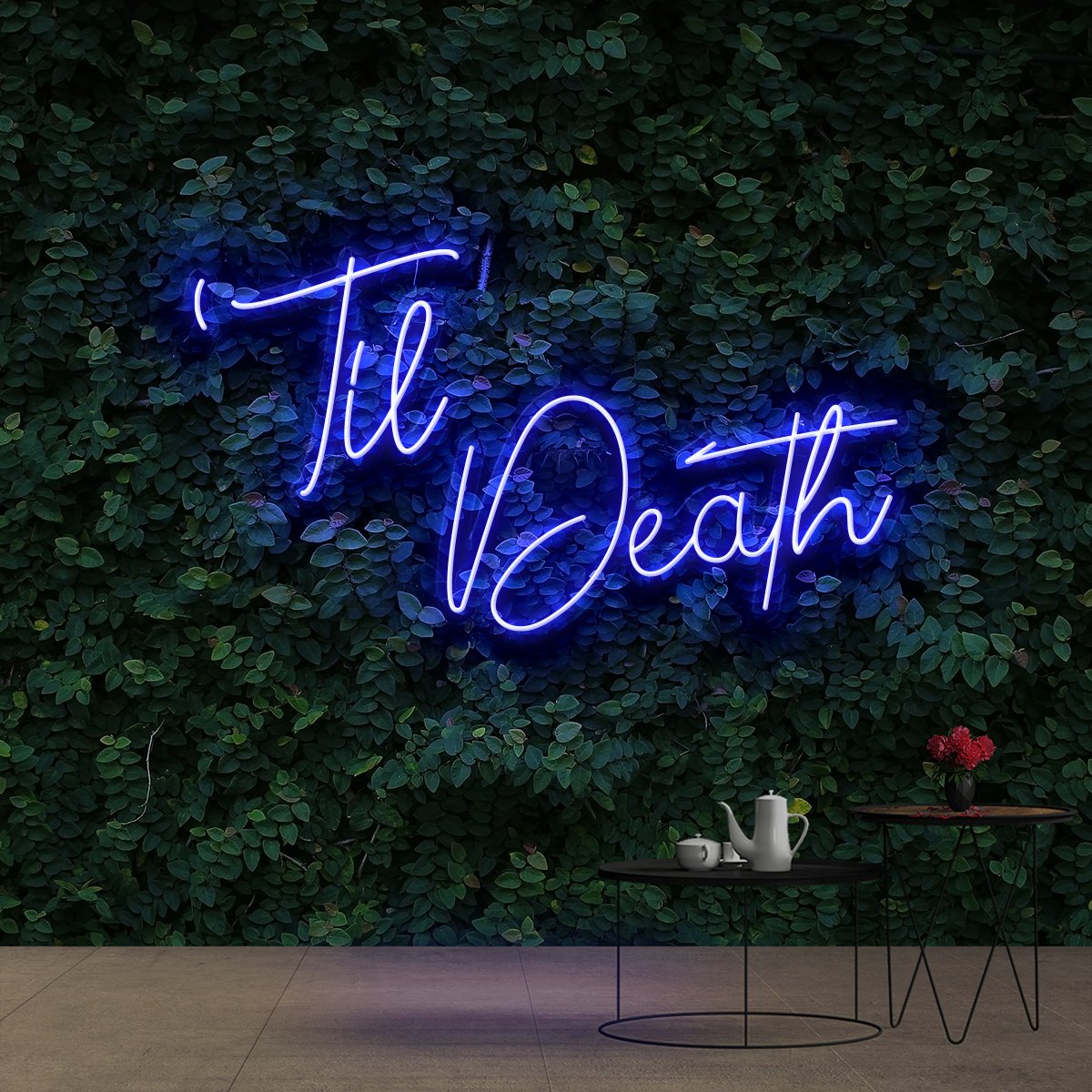 "Til Death" Neon Sign 60cm (2ft) / Blue / Cut to Shape by Neon Icons