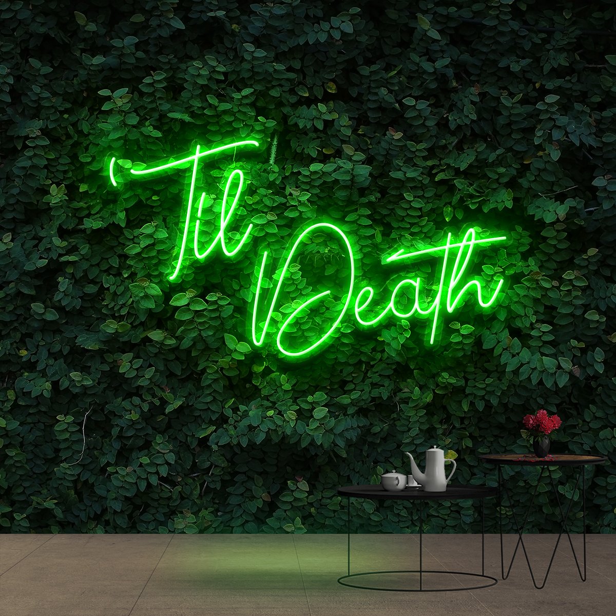 "Til Death" Neon Sign 60cm (2ft) / Green / Cut to Shape by Neon Icons
