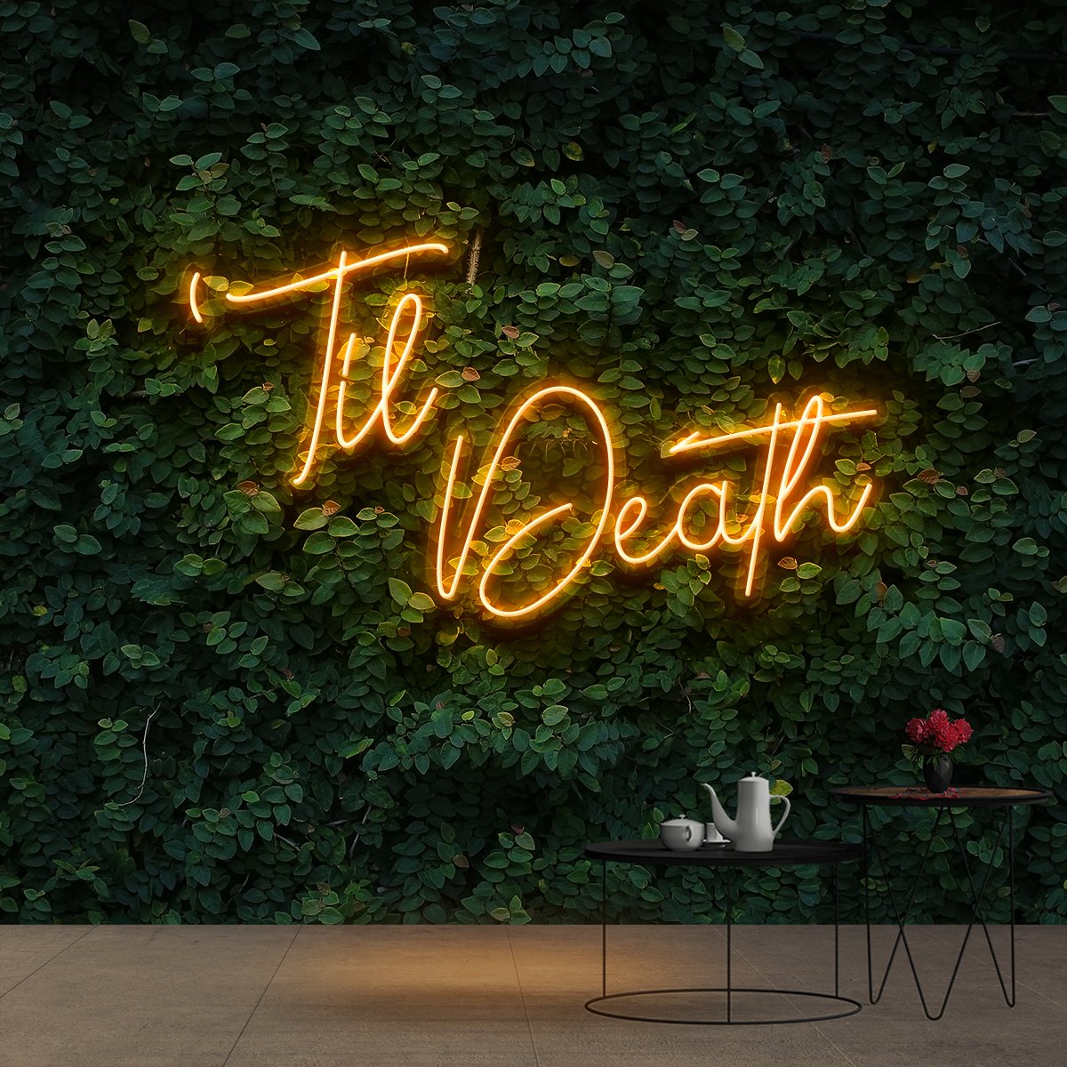 "Til Death" Neon Sign 60cm (2ft) / Orange / Cut to Shape by Neon Icons