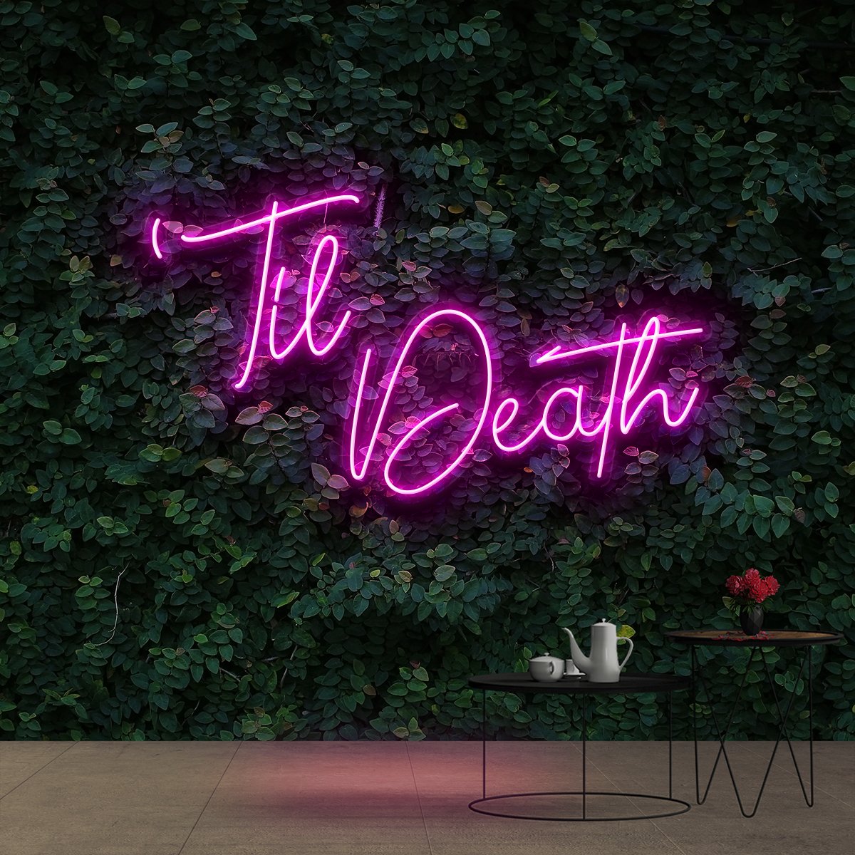 "Til Death" Neon Sign 60cm (2ft) / Pink / Cut to Shape by Neon Icons