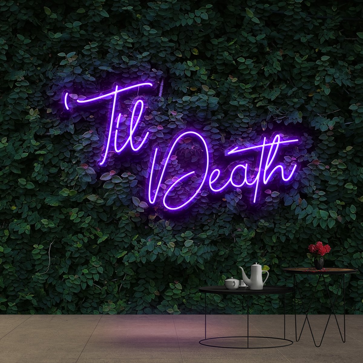 "Til Death" Neon Sign 60cm (2ft) / Purple / Cut to Shape by Neon Icons