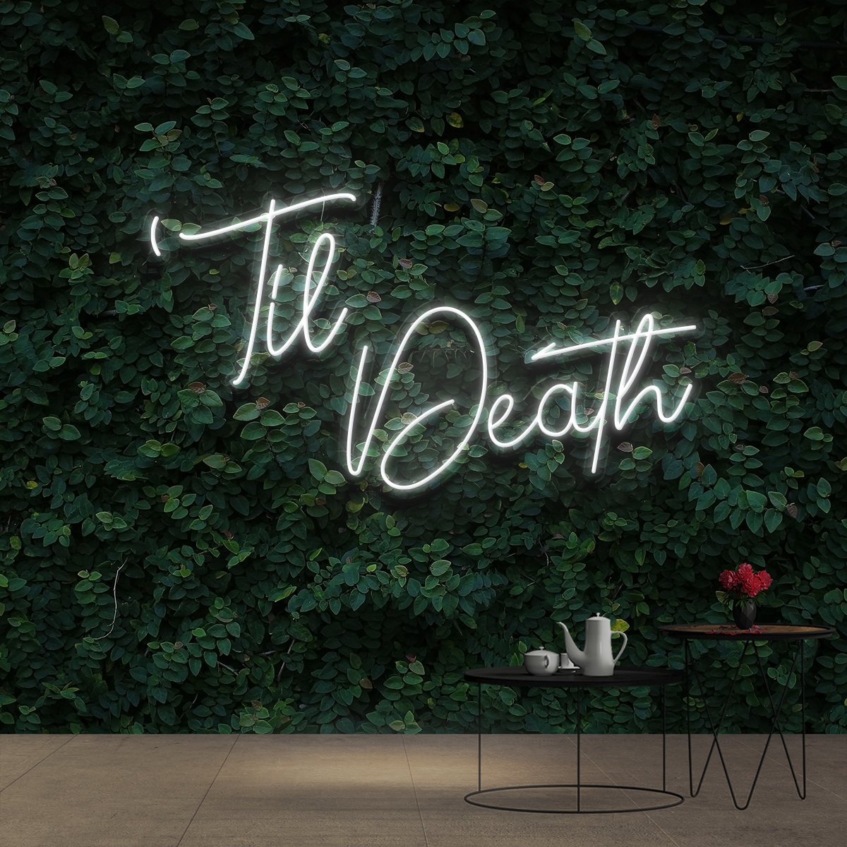 "Til Death" Neon Sign 60cm (2ft) / White / Cut to Shape by Neon Icons