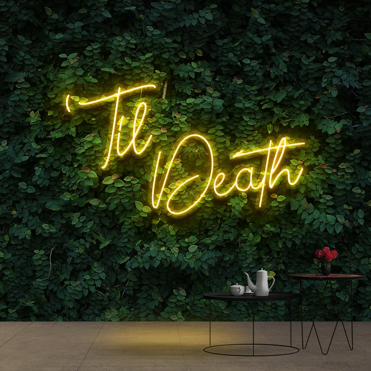 "Til Death" Neon Sign 60cm (2ft) / Yellow / Cut to Shape by Neon Icons