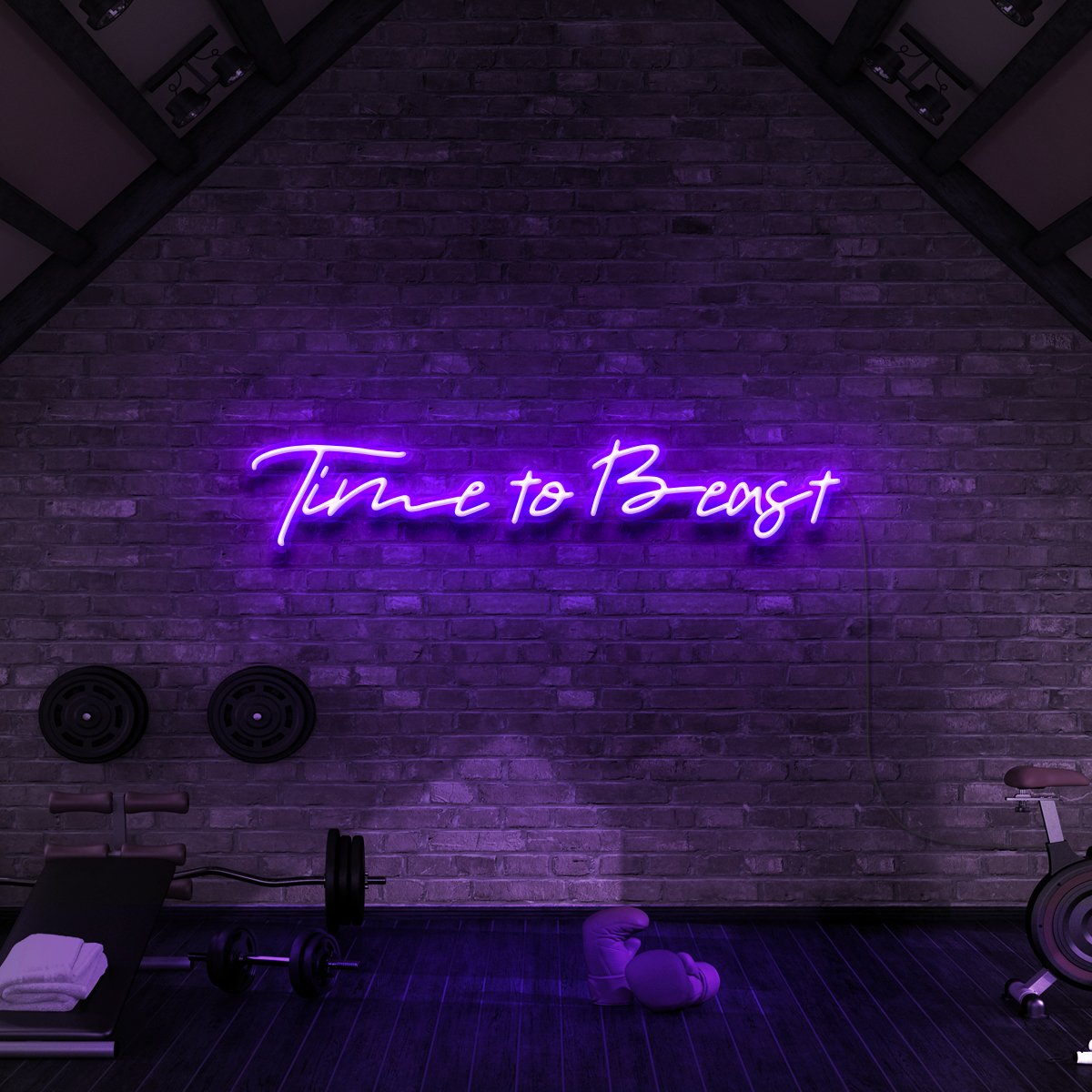 "Time to Beast" Neon Sign for Gyms & Fitness Studios by Neon Icons