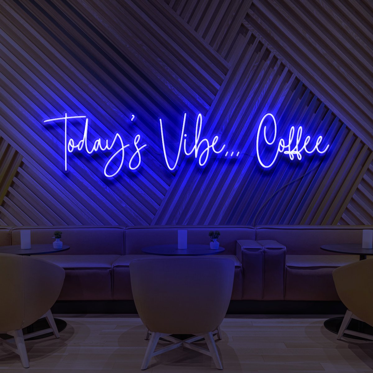"Today's Vibe... Coffee" Neon Sign for Cafés 90cm (3ft) / Blue / LED Neon by Neon Icons