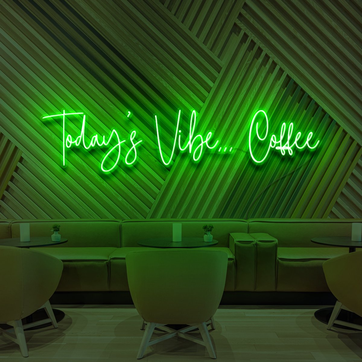 "Today's Vibe... Coffee" Neon Sign for Cafés 90cm (3ft) / Green / LED Neon by Neon Icons