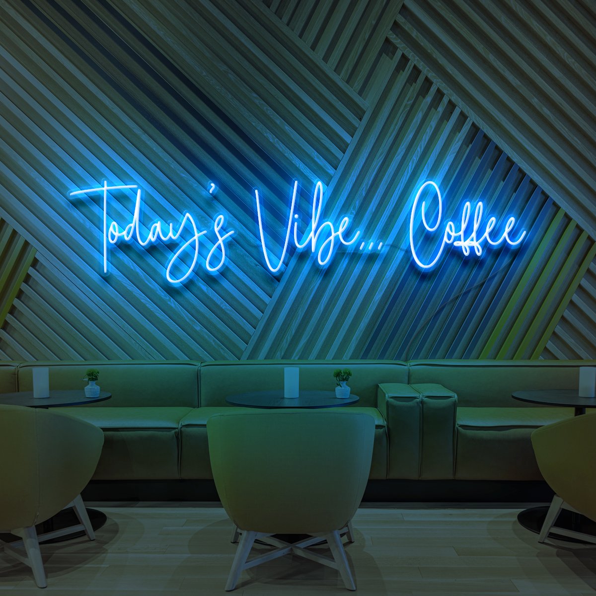 "Today's Vibe... Coffee" Neon Sign for Cafés 90cm (3ft) / Ice Blue / LED Neon by Neon Icons