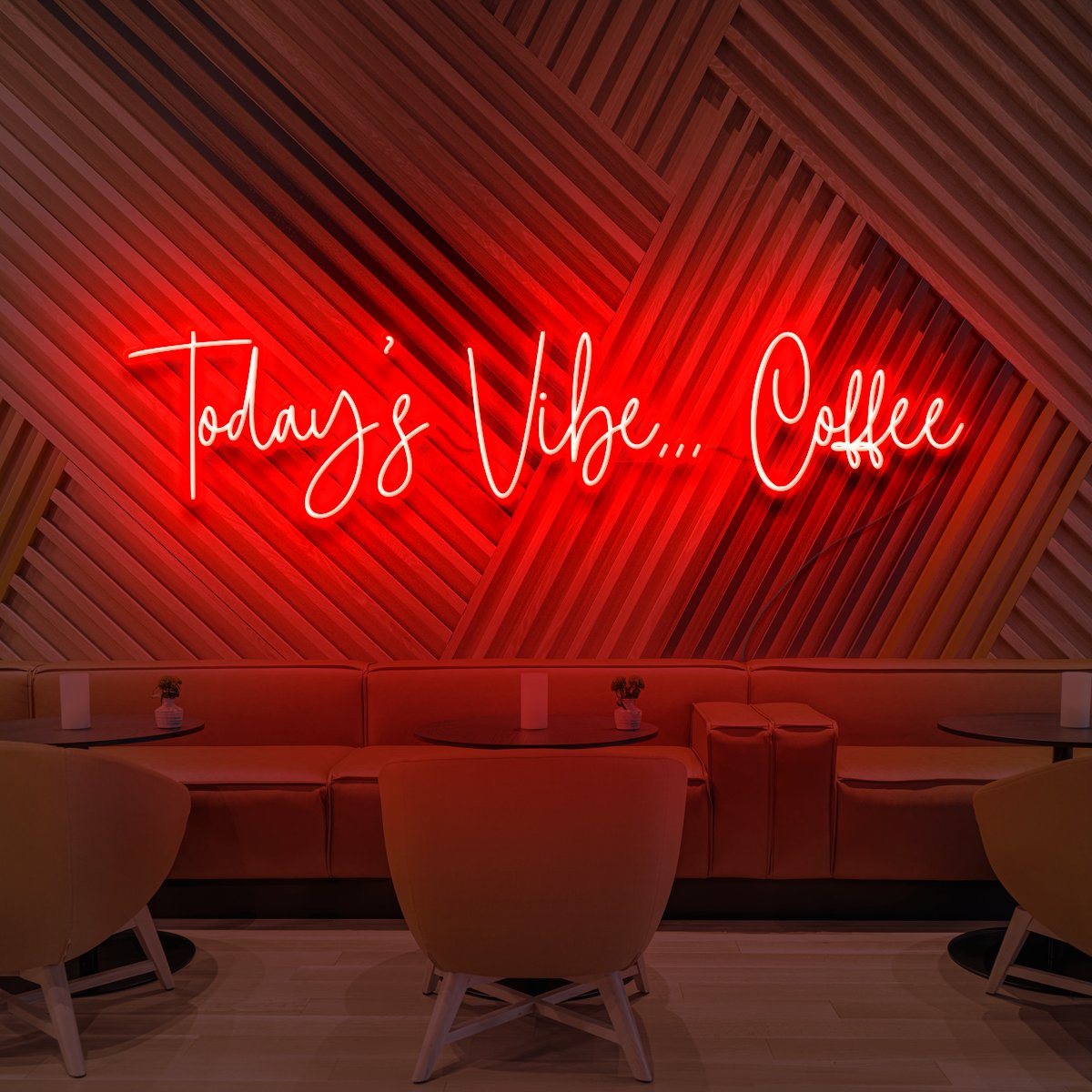 "Today's Vibe... Coffee" Neon Sign for Cafés 90cm (3ft) / Red / LED Neon by Neon Icons