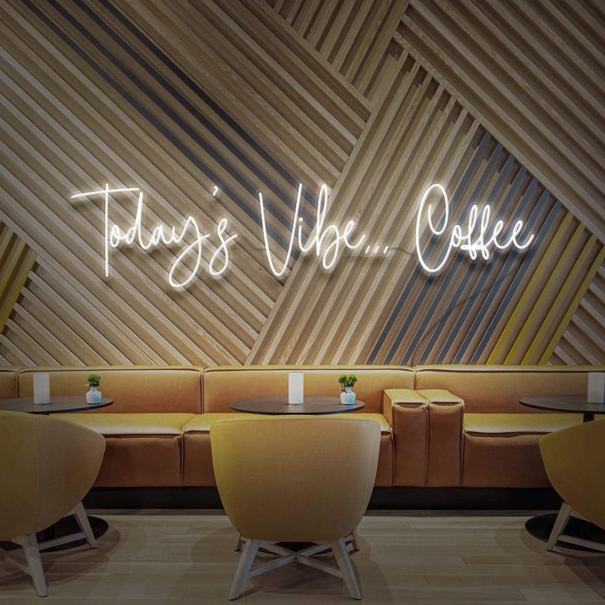 "Today's Vibe... Coffee" Neon Sign for Cafés 90cm (3ft) / White / LED Neon by Neon Icons