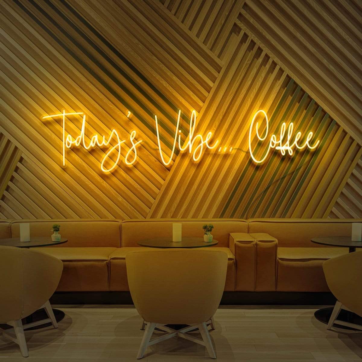"Today's Vibe... Coffee" Neon Sign for Cafés 90cm (3ft) / Yellow / LED Neon by Neon Icons