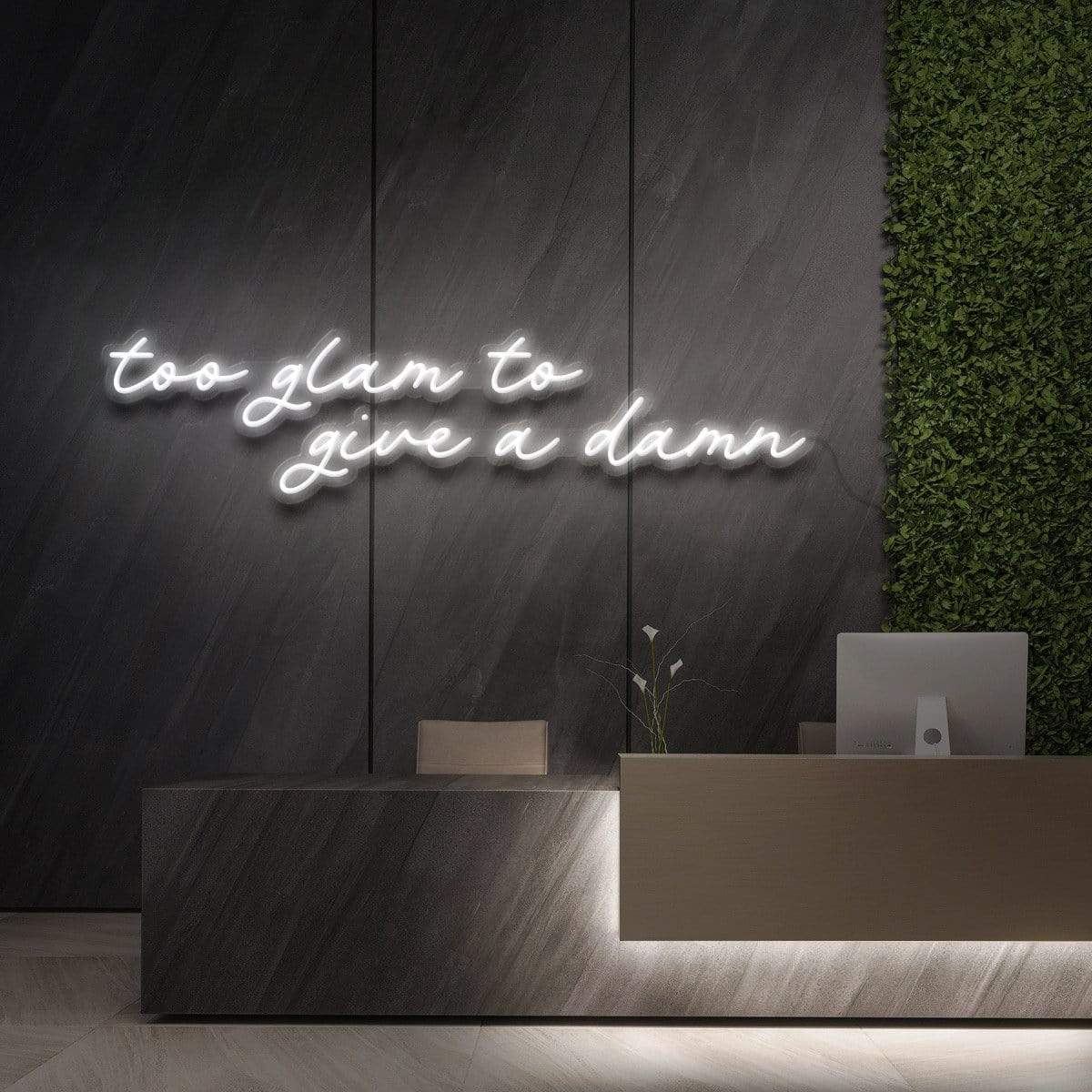 "Too Glam to Give a Damn" Neon Sign for Beauty & Cosmetic Studios 90cm (3ft) / White / LED Neon by Neon Icons