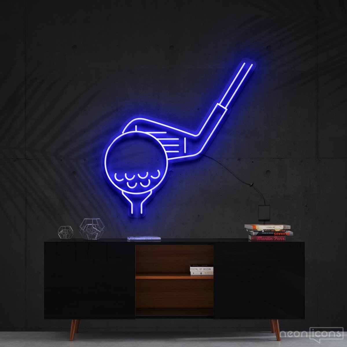 "Top Golf" Neon Sign 60cm (2ft) / Blue / Cut to Shape by Neon Icons