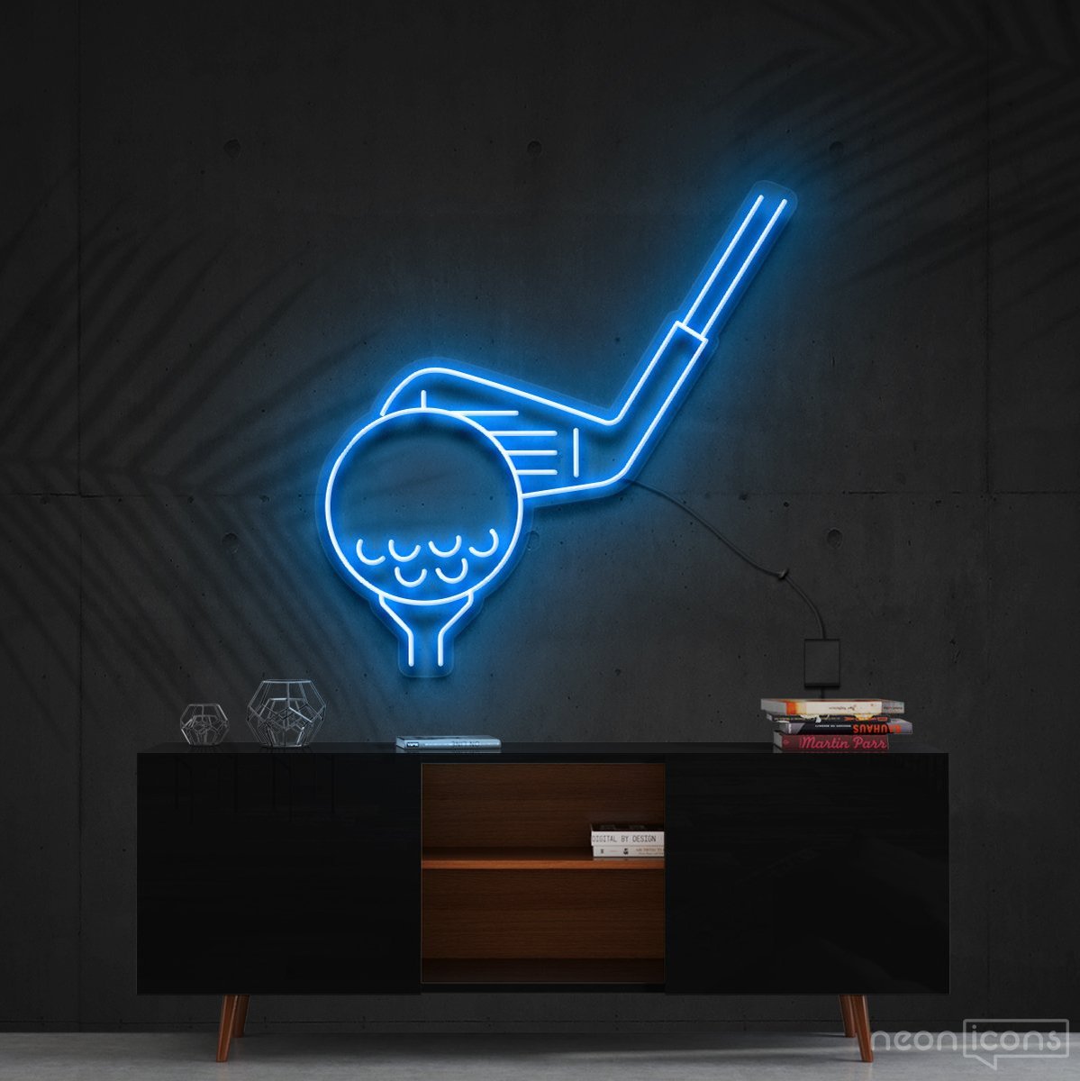 "Top Golf" Neon Sign 60cm (2ft) / Ice Blue / Cut to Shape by Neon Icons