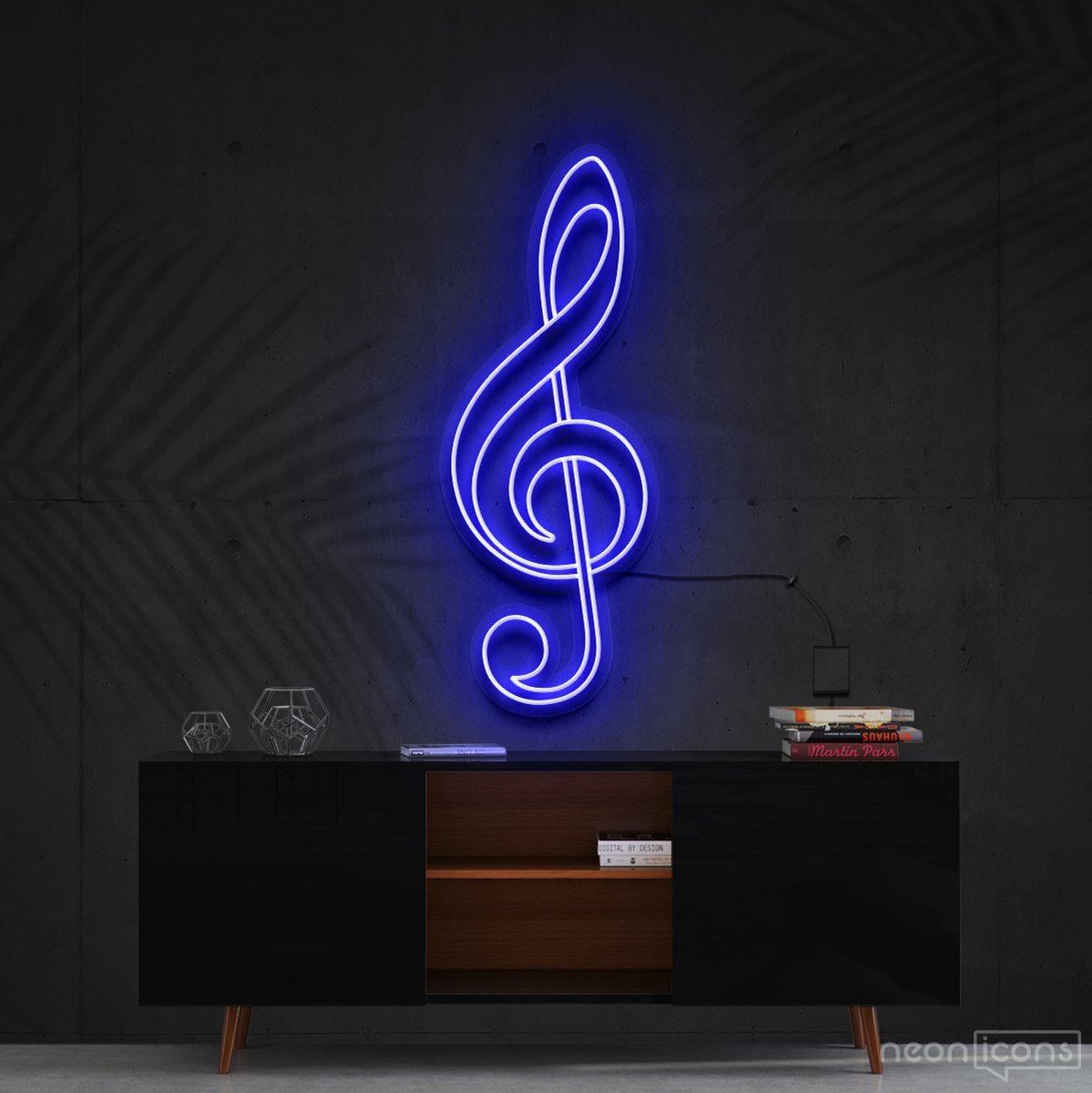 "Treble Clef" Neon Sign 60cm (2ft) / Blue / Cut to Shape by Neon Icons