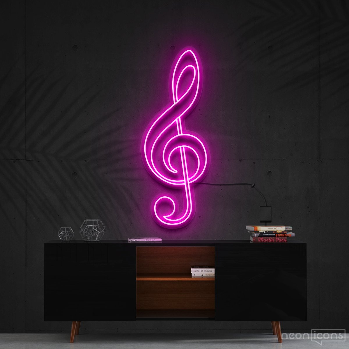 "Treble Clef" Neon Sign 60cm (2ft) / Pink / Cut to Shape by Neon Icons
