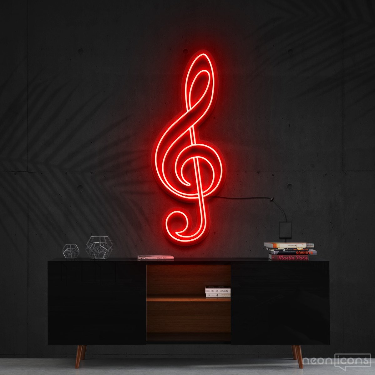 "Treble Clef" Neon Sign 60cm (2ft) / Red / Cut to Shape by Neon Icons