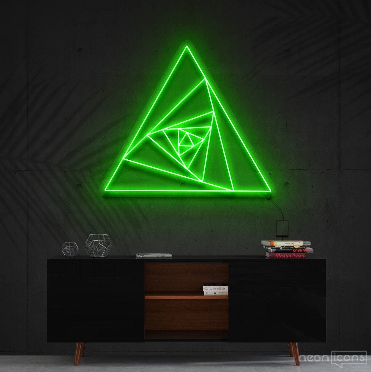 "Triangle Shutter" Neon Sign 60cm (2ft) / Green / Cut to Shape by Neon Icons