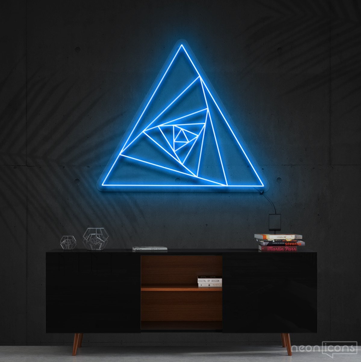 "Triangle Shutter" Neon Sign 60cm (2ft) / Ice Blue / Cut to Shape by Neon Icons