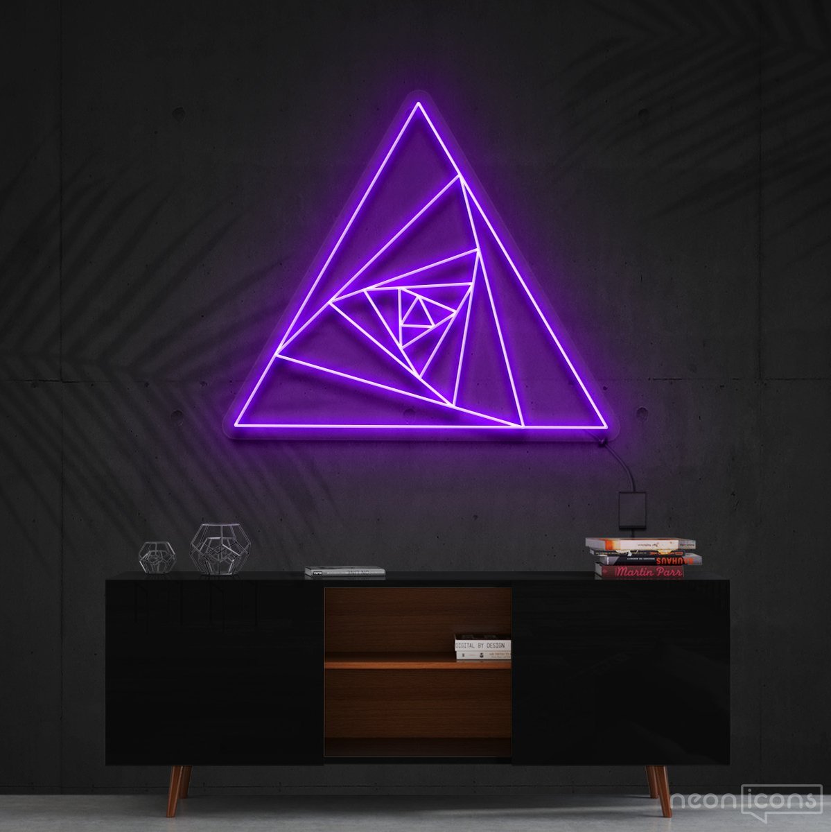 "Triangle Shutter" Neon Sign 60cm (2ft) / Purple / Cut to Shape by Neon Icons