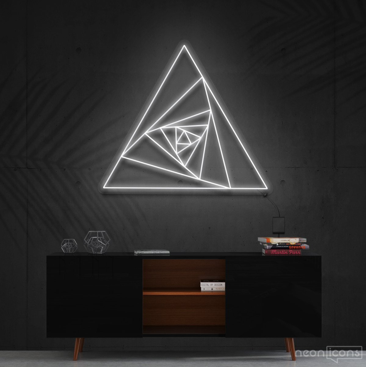 "Triangle Shutter" Neon Sign 60cm (2ft) / White / Cut to Shape by Neon Icons