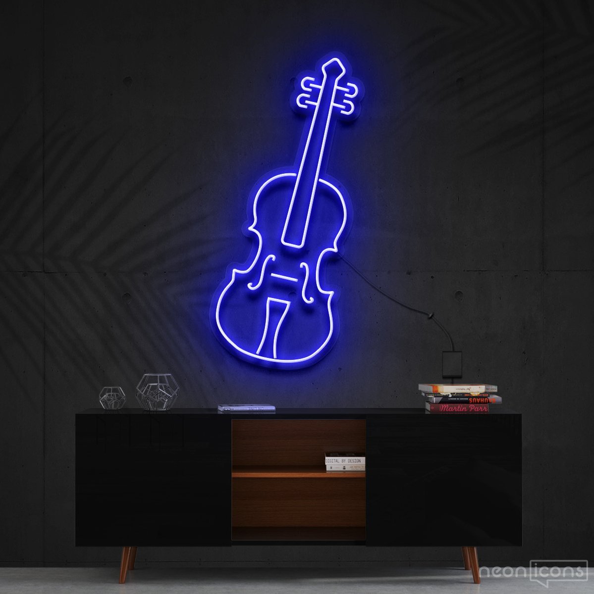 "Violin" Neon Sign 60cm (2ft) / Blue / Cut to Shape by Neon Icons