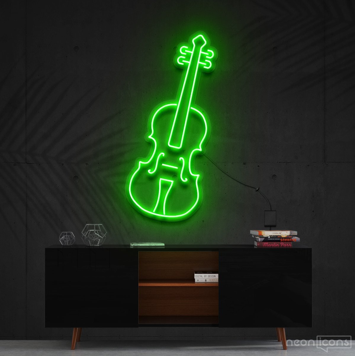 "Violin" Neon Sign 60cm (2ft) / Green / Cut to Shape by Neon Icons