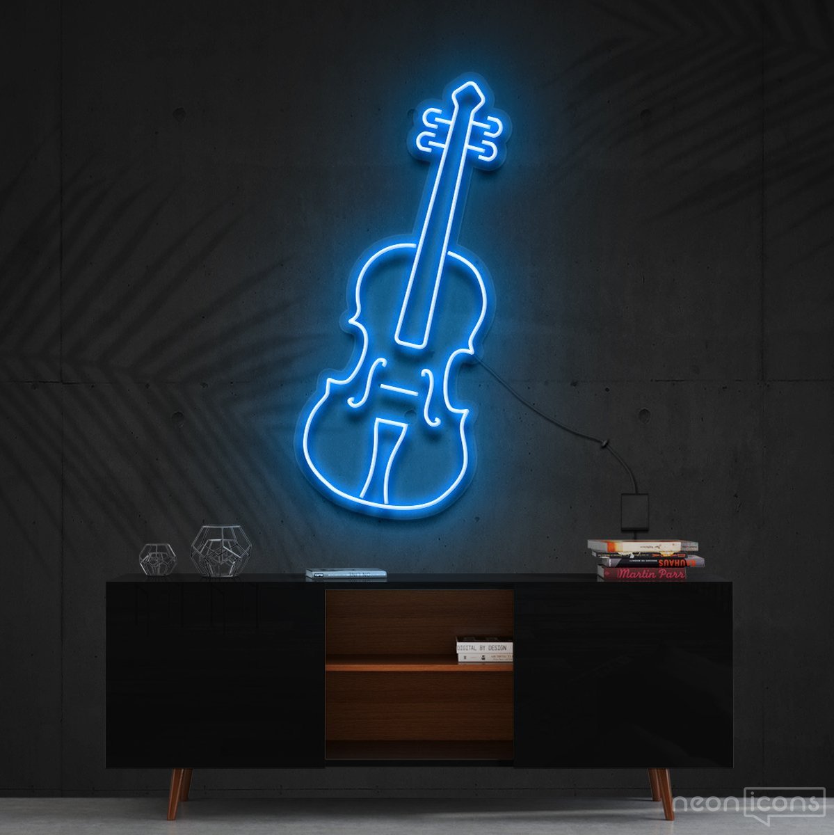 "Violin" Neon Sign 60cm (2ft) / Ice Blue / Cut to Shape by Neon Icons
