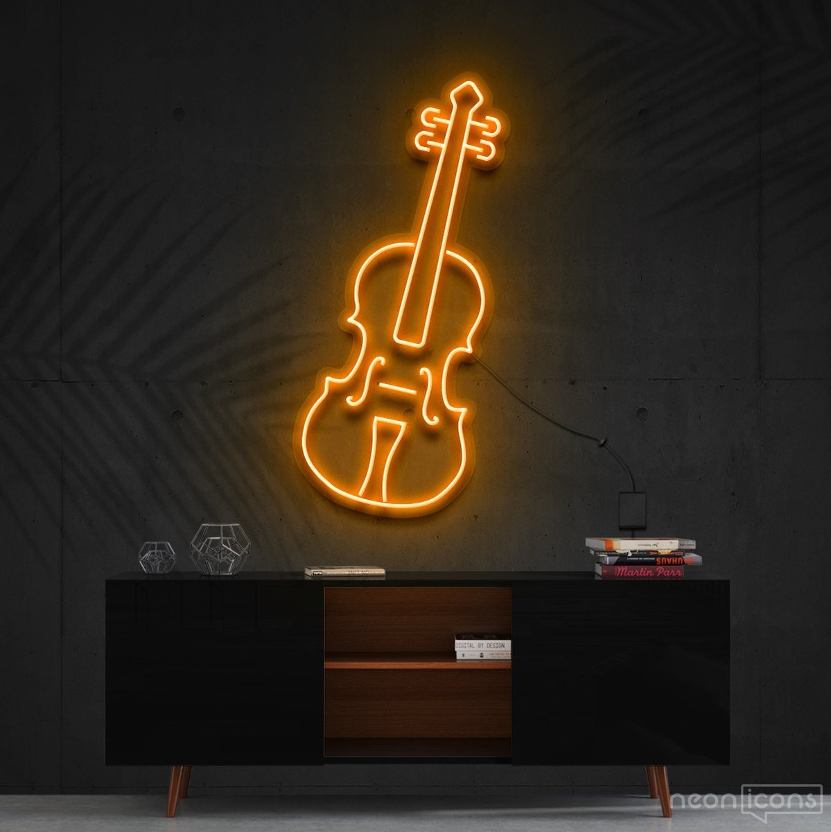 "Violin" Neon Sign 60cm (2ft) / Orange / Cut to Shape by Neon Icons