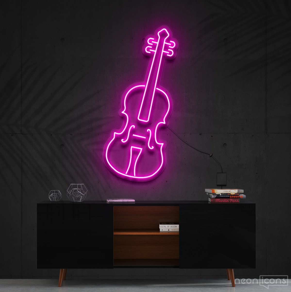 "Violin" Neon Sign 60cm (2ft) / Pink / Cut to Shape by Neon Icons