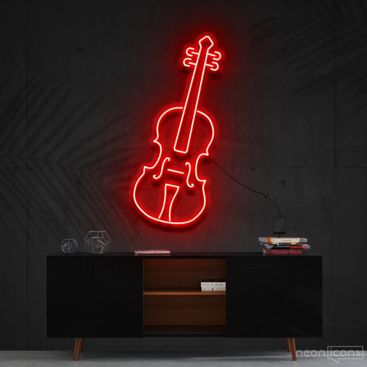 "Violin" Neon Sign 60cm (2ft) / Red / Cut to Shape by Neon Icons