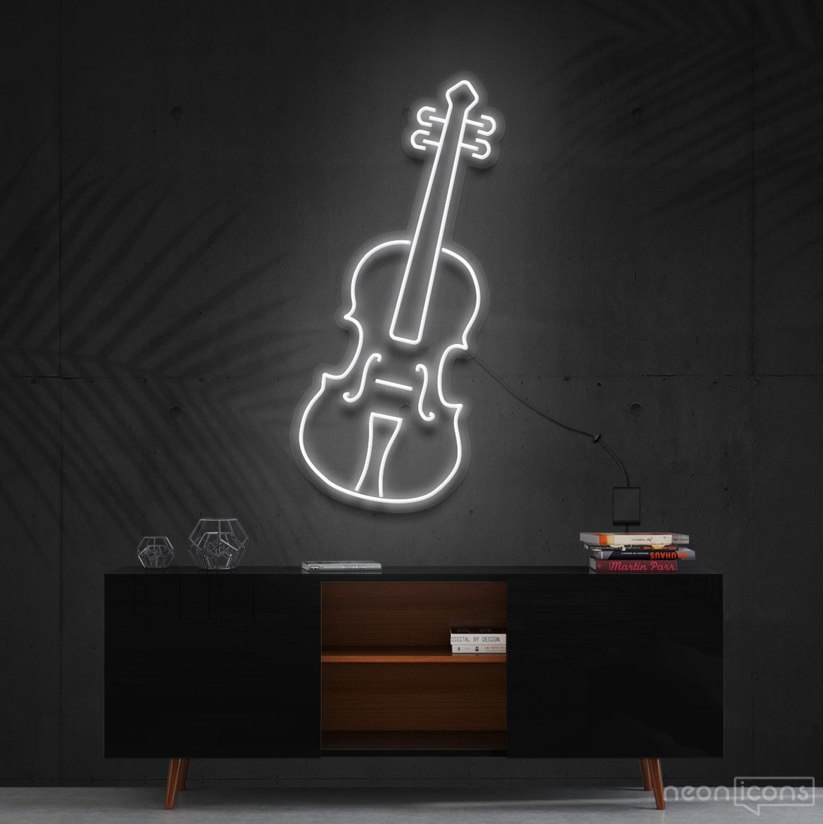 "Violin" Neon Sign 60cm (2ft) / White / Cut to Shape by Neon Icons