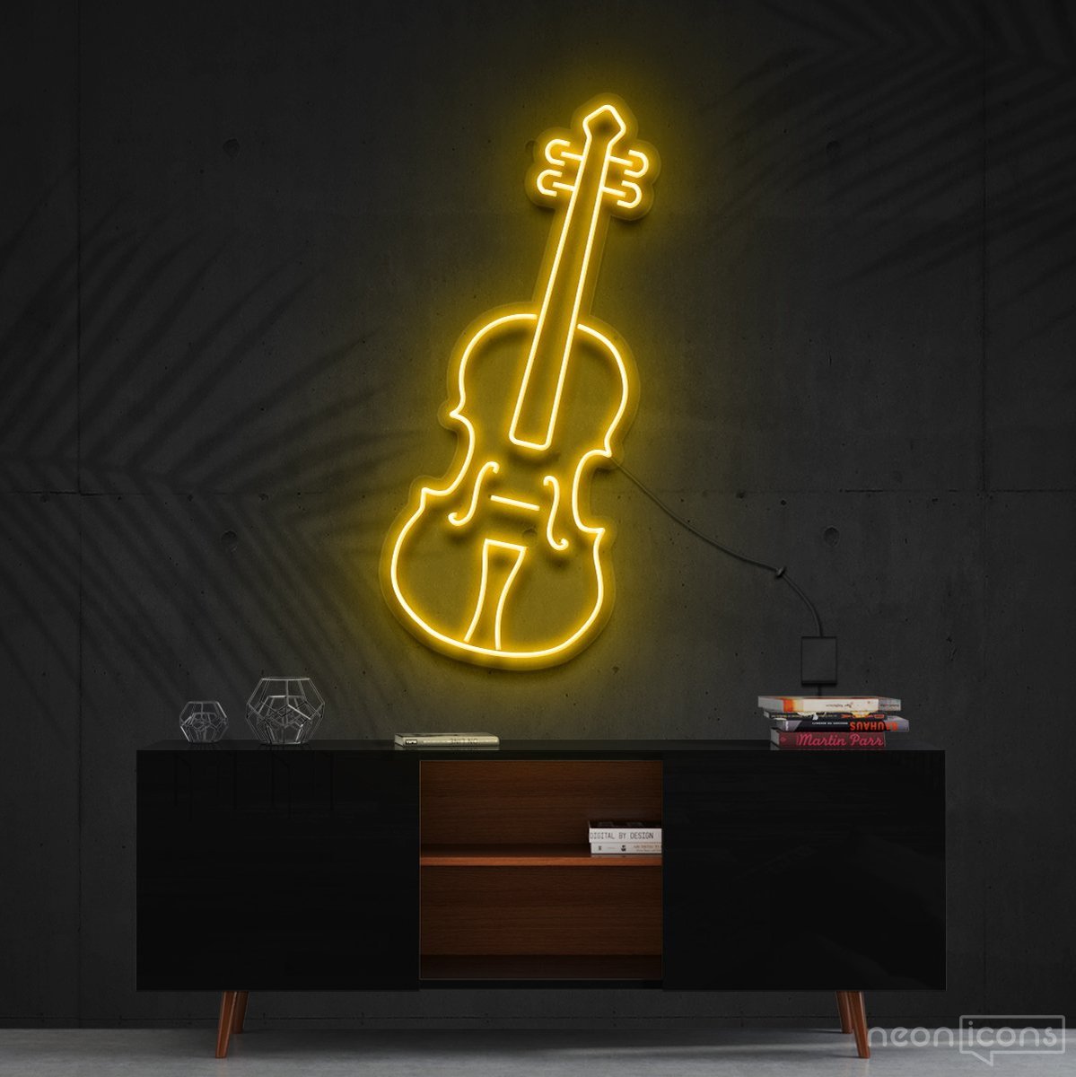 "Violin" Neon Sign 60cm (2ft) / Yellow / Cut to Shape by Neon Icons