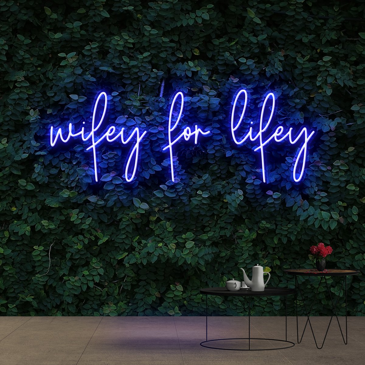 "Wifey For Lifey" Neon Sign 90cm (3ft) / Blue / Cut to Shape by Neon Icons